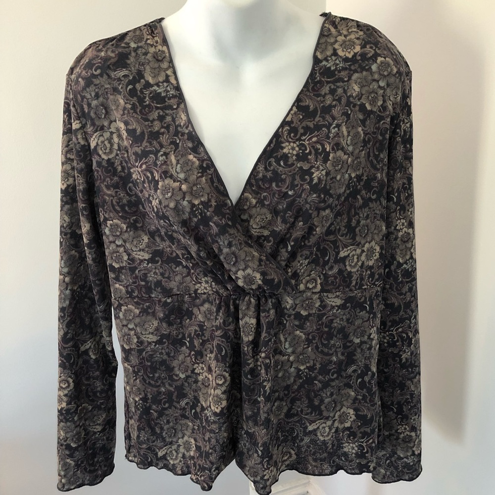 J. Jill Floral and Paisley Mesh Surplice Top